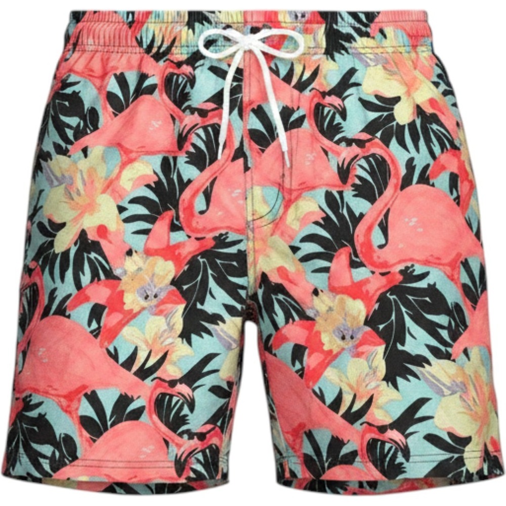 US Polo Assn Flamingo Floral Swim Trunks Mens XL Pink Blue Board Shorts NWT